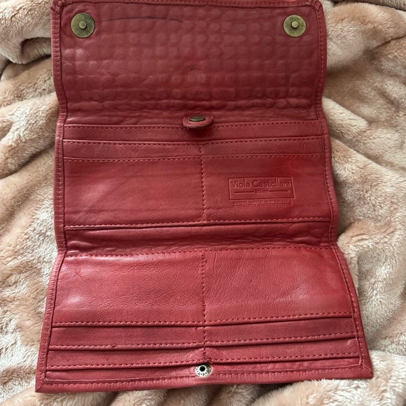 Viola Castellani Studded Red Leather Wallet - Picture 5 of 7